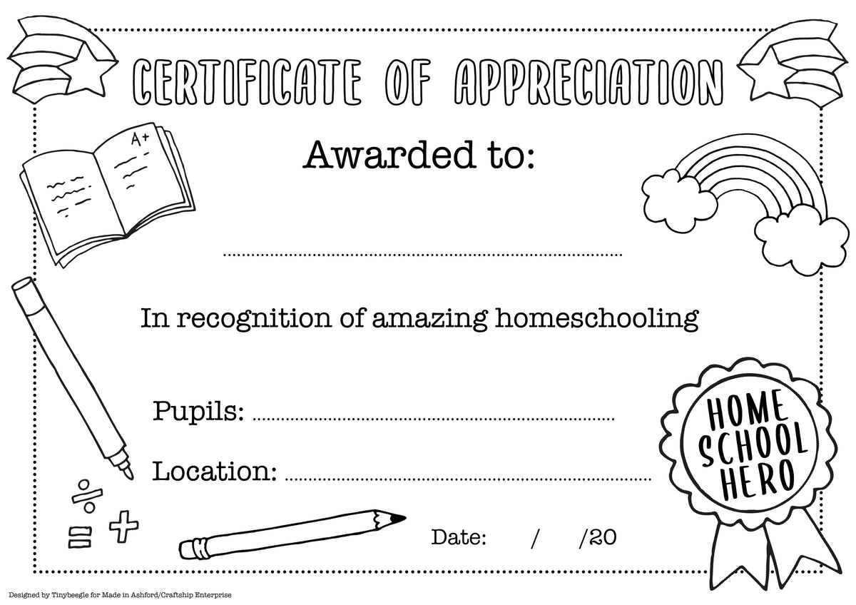 Home School Hero Certificate – Made in Ashford