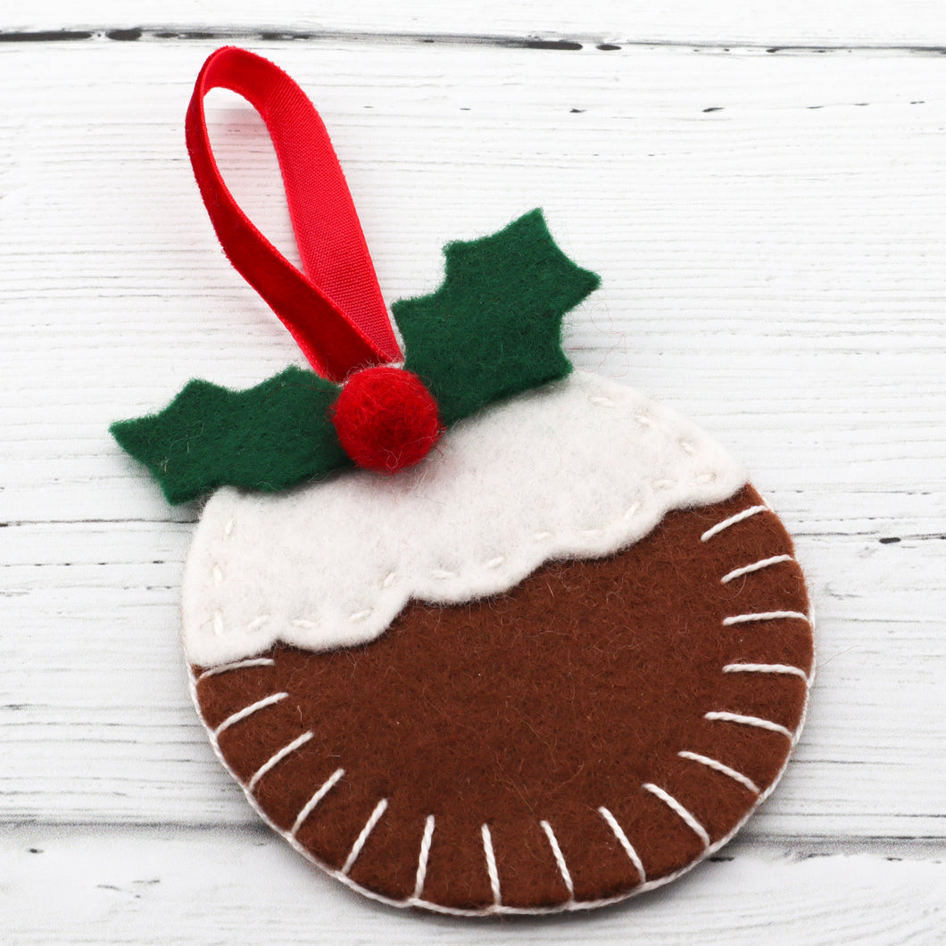 Christmas pudding hanging felt decoration