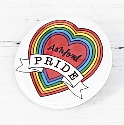 Pride Ashford rainbow heart badge